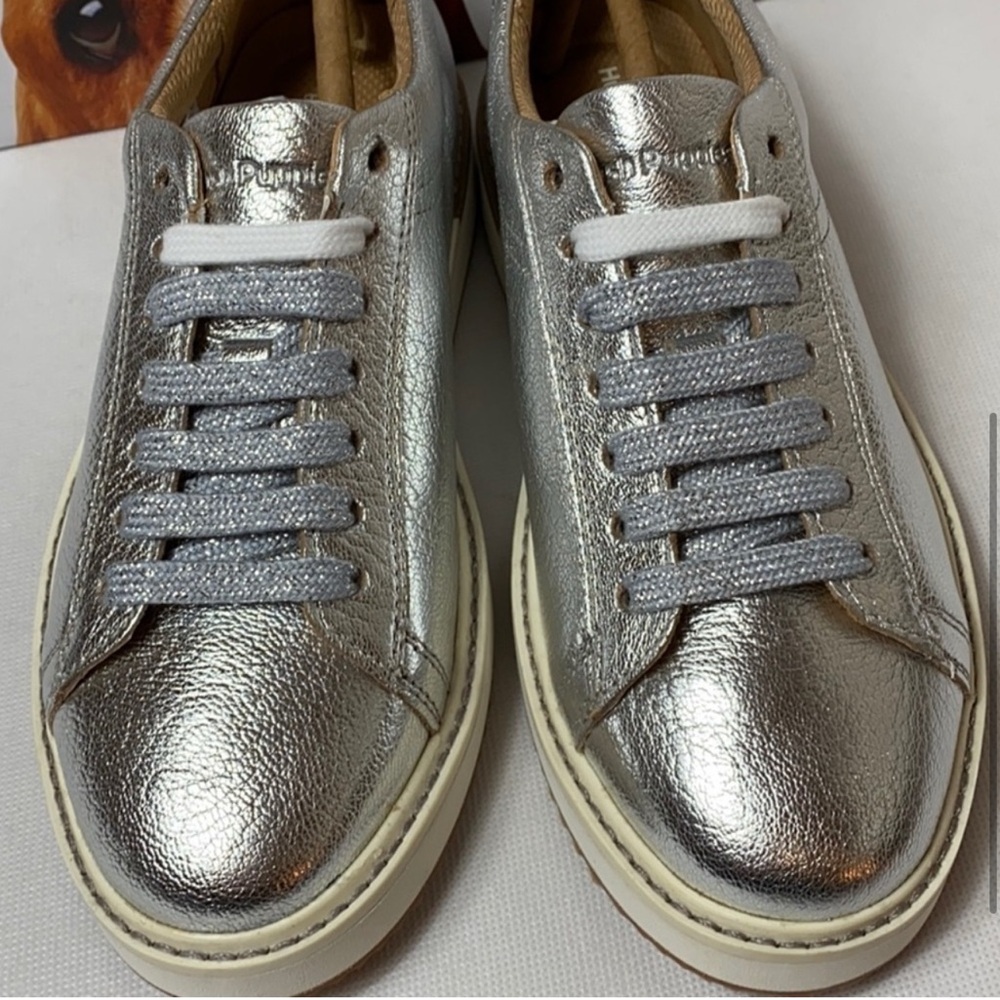 Hush Puppies Sabine silver leather sneakers - Picture 2 of 8